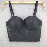Lace Sexy See Through Crop Top To Wear Out Women Camis Summer Party Corset Push Up Bustier Bra