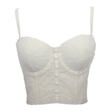 Off Shoulder Tanks Camis Summer Sexy Corset Lace Embroidery Short Crop Top To Wear Out Push Up Bralette Cropped