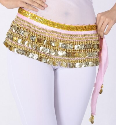 Multi-Rows Gold Coin Beads Belly Dance Skirt Wrap Gift Idea Dance Shows Party Night Out Shining Velvet Hip Scarf Skirt Dancewear