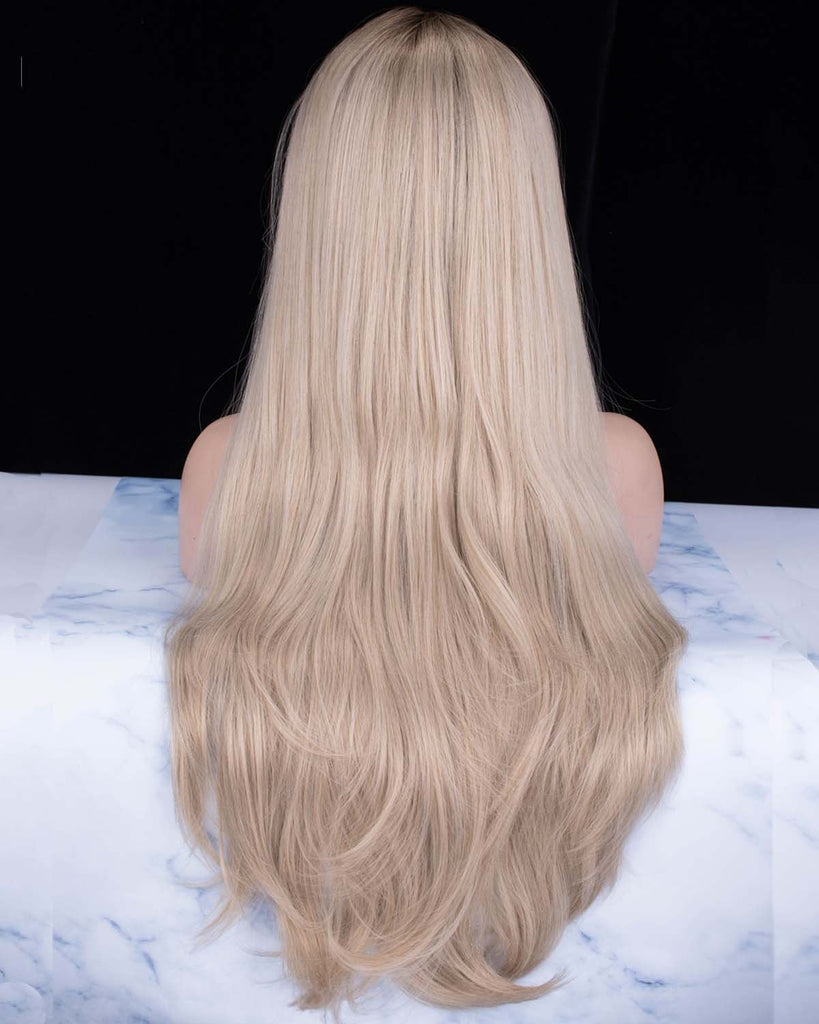 Long Caramel Blonde Straight Glueless Synthetic Lace Wigs - Imstylewigs