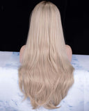 Long Caramel Blonde Straight Glueless Synthetic Lace Wigs - Imstylewigs