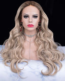 Long Caramel Blonde Loose Body Wave Synthetic Lace Front Wigs - Imstylewigs