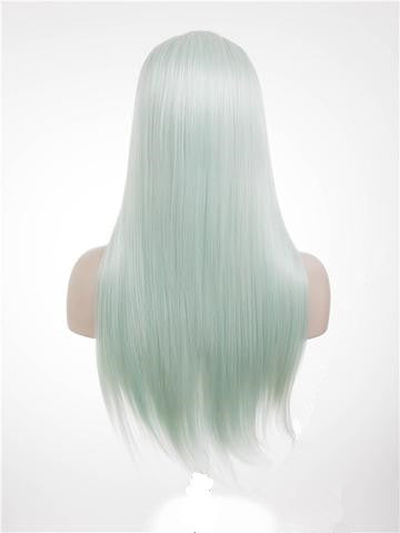 Light Mint Green Straight Long Synthetic Lace Front Wig - FashionLoveHunter