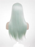 Light Mint Green Straight Long Synthetic Lace Front Wig - FashionLoveHunter