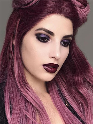 Long Ancient Pink Ombre Straight Synthetic Lace Front Wig - FashionLoveHunter
