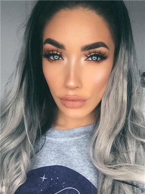 Long Angel Dust Grey Synthetic Lace Front Wig - FashionLoveHunter