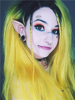 Long Anime Yellow Cosplay Ombre Wave Synthetic Lace Front Wig