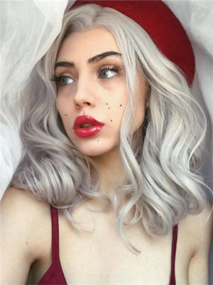 Long Arctic Ice Silver Shadow Synthetic Lace Front Wig - FashionLoveHunter