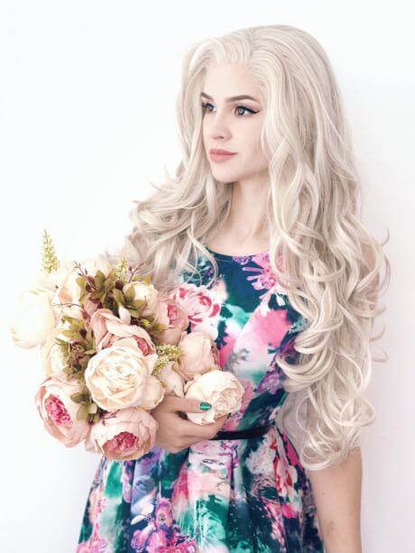 Long Ash Blonde Realistic Body Wave Synthetic Lace Front Wig