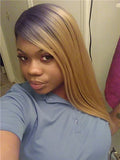 Long Ash Golden Blonde Ombre Synthetic Lace Front Wig - FashionLoveHunter