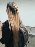 Long Ash Golden Blonde Ombre Synthetic Lace Front Wig - FashionLoveHunter