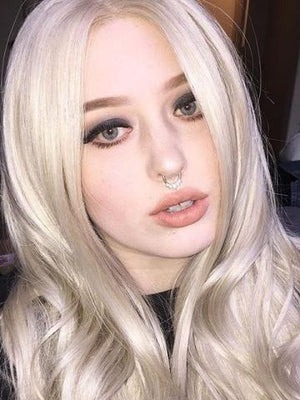 Long Ash Medium Blonde Wave Synthetic Lace Front Wig - FashionLoveHunter