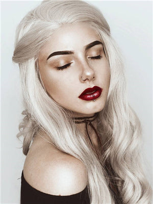 Long Ash Medium Blonde Wave Synthetic Lace Front Wig - FashionLoveHunter