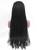 Long Black Braid Straight Synthetic Lace Front Wig - FashionLoveHunter