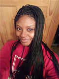 Long Black Braid Straight Synthetic Lace Front Wig - FashionLoveHunter