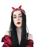 Long Black Braid Straight Synthetic Lace Front Wig - FashionLoveHunter