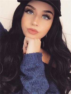 Long Black Magical Wave Cosplay Synthetic Lace Front Wig - FashionLoveHunter