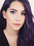Long Black Purple Ombre Straight Synthetic Lace Front Wig - FashionLoveHunter