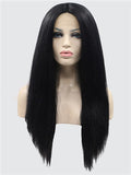 Long Natural Black Straight Synthetic Lace Front Wig - FashionLoveHunter