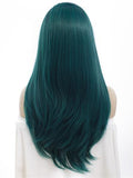 Long Black To Dark Green Cosplay Ombre Synthetic Lace Front Wig - FashionLoveHunter