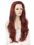 Long Body Wave Copper Auburn Synthetic Lace Front Wig - FashionLoveHunter