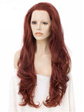 Long Body Wave Copper Auburn Synthetic Lace Front Wig - FashionLoveHunter