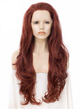 Long Body Wave Copper Auburn Synthetic Lace Front Wig - FashionLoveHunter