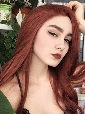 Long Body Wave Copper Auburn Synthetic Lace Front Wig