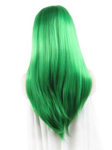 Long Bright Teal Green Wave Synthetic Lace Front Wig - FashionLoveHunter