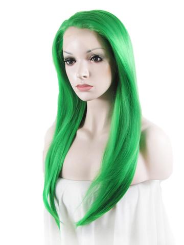 Long Bright Teal Green Wave Synthetic Lace Front Wig - FashionLoveHunter