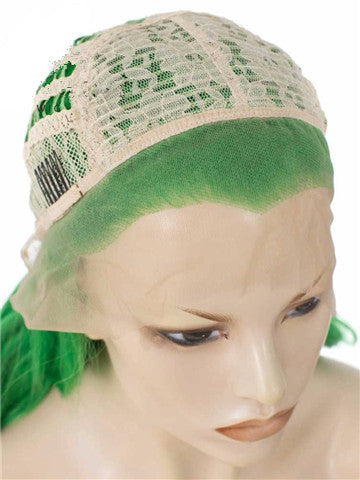 Long Bright Teal Green Wave Synthetic Lace Front Wig - FashionLoveHunter