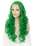Long Bright Teal Green Wave Synthetic Lace Front Wig - FashionLoveHunter