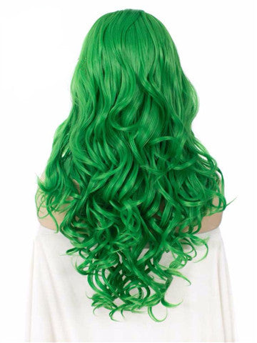 Long Bright Teal Green Wave Synthetic Lace Front Wig - FashionLoveHunter