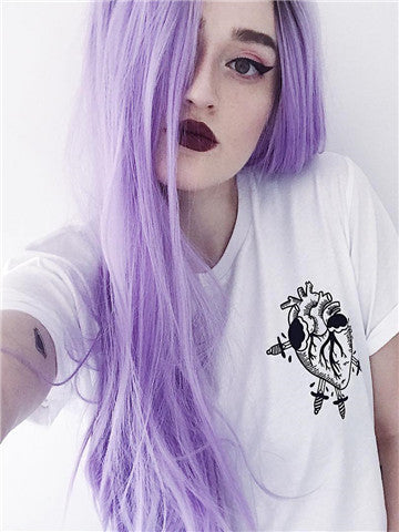 Long Brown Root Lavender Purple Ombre Synthetic Lace Front Wig - FashionLoveHunter