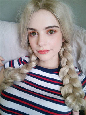 Long Brown To Light Gold Ombre Straight Long Synthetic Lace Front Wig - FashionLoveHunter
