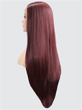 Long Burgundy Reddish Brown Straight Synthetic Lace Front Wig - FashionLoveHunter