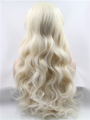 Long Buttery blonde Wave Synthetic Lace Front Wig - FashionLoveHunter