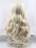 Long Buttery blonde Wave Synthetic Lace Front Wig - FashionLoveHunter