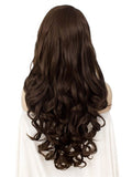 Long Chestnut Brown Wave Synthetic Lace Front Wig - FashionLoveHunter