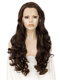Long Chestnut Brown Wave Synthetic Lace Front Wig - FashionLoveHunter