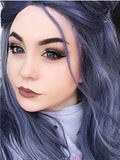 Long Dark Blue Wave Synthetic Lace Front Wig - FashionLoveHunter