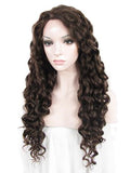 Long Darkest Brown Curly Synthetic Lace Front Wig - FashionLoveHunter