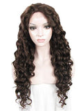 Long Darkest Brown Curly Synthetic Lace Front Wig - FashionLoveHunter