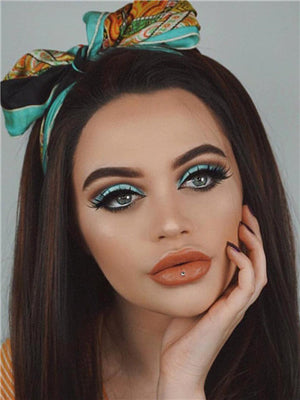 Long Dark Brown Highlight Straight Synthetic Lace Front Wig - FashionLoveHunter