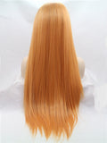 Long Dark Orange Ombre Straight Synthetic Lace Front Wig - FashionLoveHunter