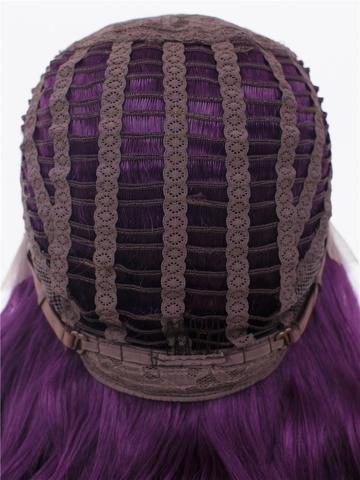 Long Dark Reddish Purple Big Wave Synthetic Lace Front Wig - FashionLoveHunter