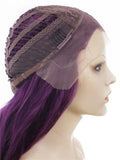Long Dark Reddish Purple Big Wave Synthetic Lace Front Wig - FashionLoveHunter