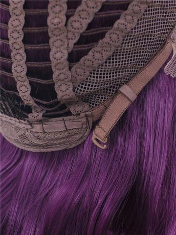 Long Dark Reddish Purple Big Wave Synthetic Lace Front Wig - FashionLoveHunter