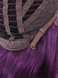 Long Dark Reddish Purple Big Wave Synthetic Lace Front Wig - FashionLoveHunter