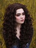 Long Darkest Brown Curly Synthetic Lace Front Wig - FashionLoveHunter